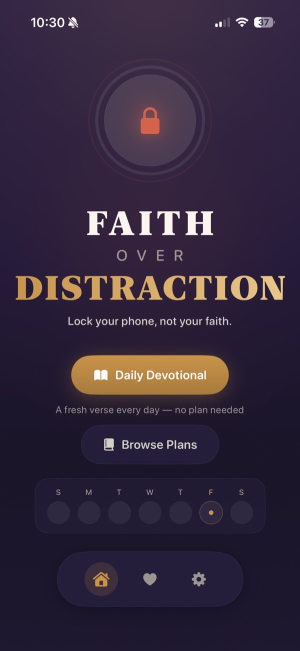 DuoFaith home screen with apps locked