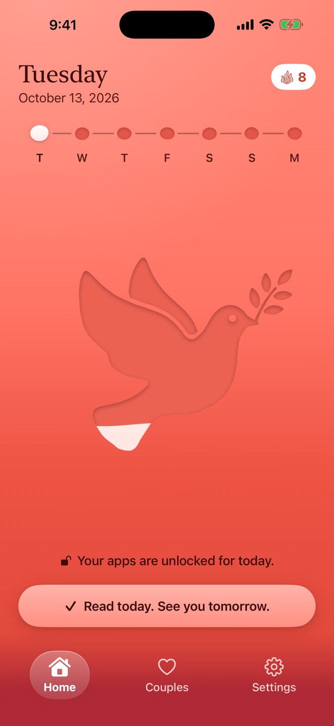 Home after reading: apps unlocked for today